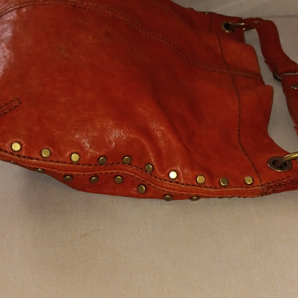 Fossil brass studded leather hobo bag - Picture 6 of 9